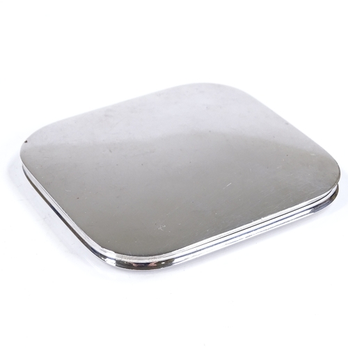 588 - An Art Deco Asprey's silver cigarette case, of rounded-edge square form with gilt interior, hallmark... 