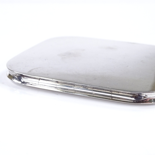 588 - An Art Deco Asprey's silver cigarette case, of rounded-edge square form with gilt interior, hallmark... 