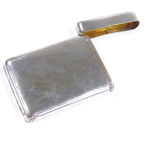 589 - An unusual late Victorian combination curved silver card case/miniature photo frame, with hinged fro... 