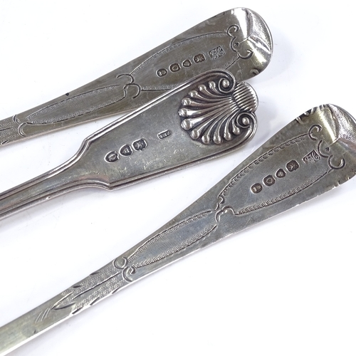 591 - A pair of Georgian silver berry spoons, by Jonathan Hayne, hallmarks London 1829, together with a Vi... 