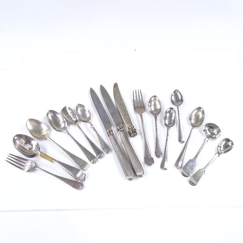 604 - Various silver cutlery, including Georgian teaspoons, 11.7oz total