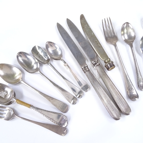 604 - Various silver cutlery, including Georgian teaspoons, 11.7oz total