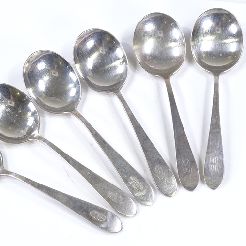 606 - A set of 6 American sterling silver spoons, by Gorham Inc., length 17.5cm, 10.2oz