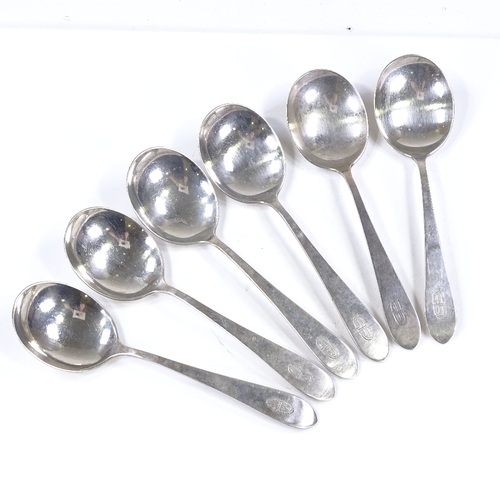 606 - A set of 6 American sterling silver spoons, by Gorham Inc., length 17.5cm, 10.2oz