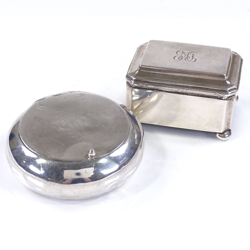 607 - A Mappin & Webb circular silver tobacco box, hallmarks London 1903, diameter 9cm, together with a re... 