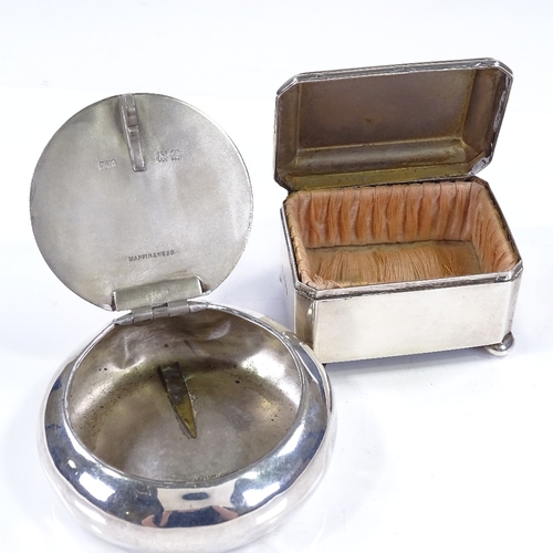 607 - A Mappin & Webb circular silver tobacco box, hallmarks London 1903, diameter 9cm, together with a re... 