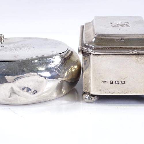 607 - A Mappin & Webb circular silver tobacco box, hallmarks London 1903, diameter 9cm, together with a re... 