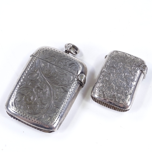 638 - A Victorian miniature silver Vesta case, with all over engraved leaf decoration, by Thomas Hayes, ha... 