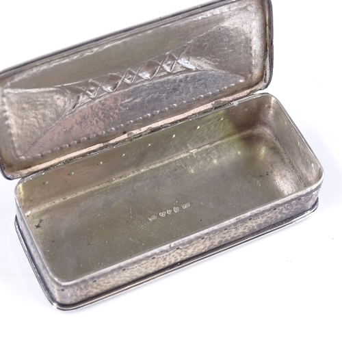 641 - A Swedish rectangular silver snuffbox, with hinged lid and planished finish, maker's marks HL, hallm... 