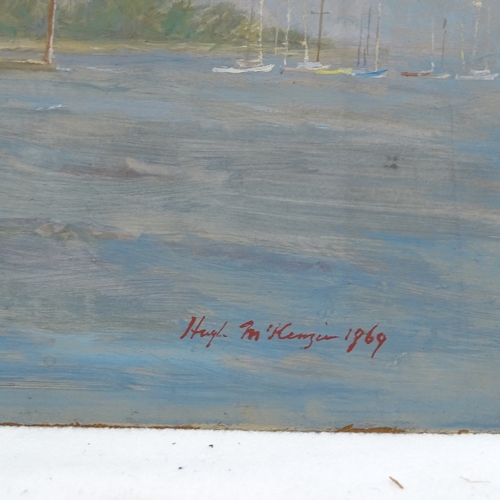 1341 - Hugh McKenzie, oil on board, estuary scene, signed and dated 1969, 12