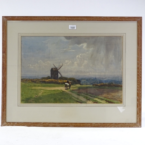 1343 - Edward Wells (1876 - 1952), watercolour, outside Norwich, signed and dated 1905, 14