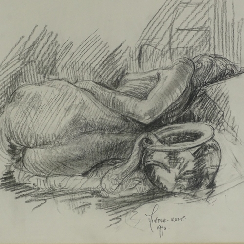 1344 - Minter-Kemp, pencil drawing, reclining nude, 1990, 11