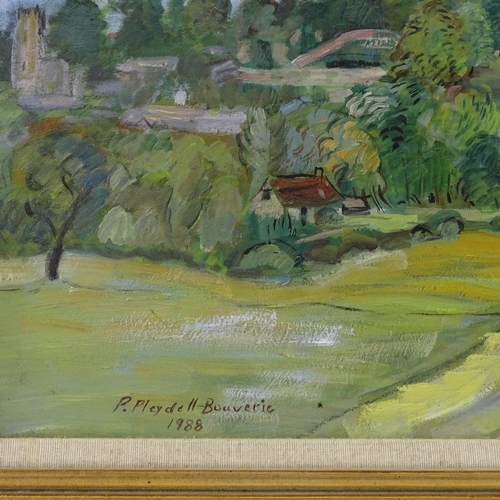 1372 - P Pleydell-Bouverie, oil on board landscape, 1988, 14