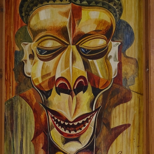 1373 - Bill Gale, oil on board, Tribal portrait, 1968, 27