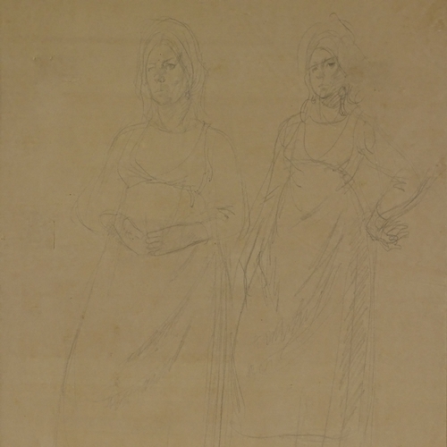 1375 - Pencil sketch, study of a woman, unsigned, 21