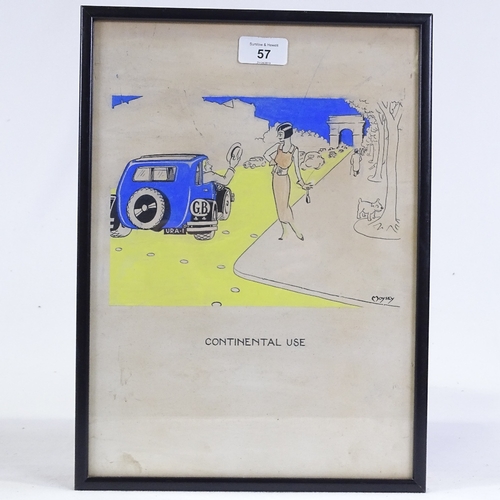 1057 - Moysey, a set of 9 original ink/watercolour advertising designs for an insurance company, all signed... 