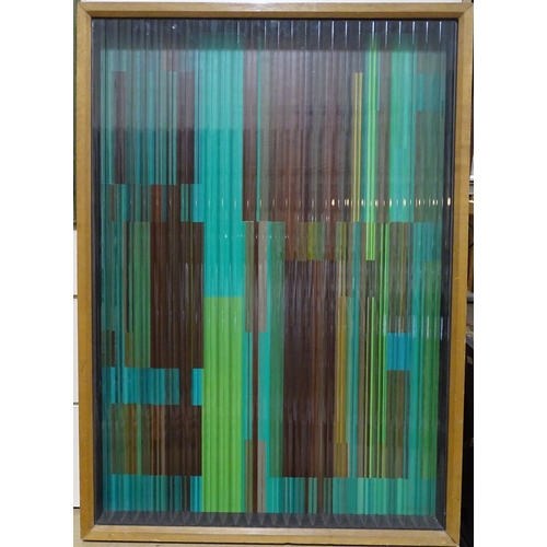 1086 - Krome Barratt RBA ROI, mixed media, oil behind textured glass, abstract, L.133, 1972, 34