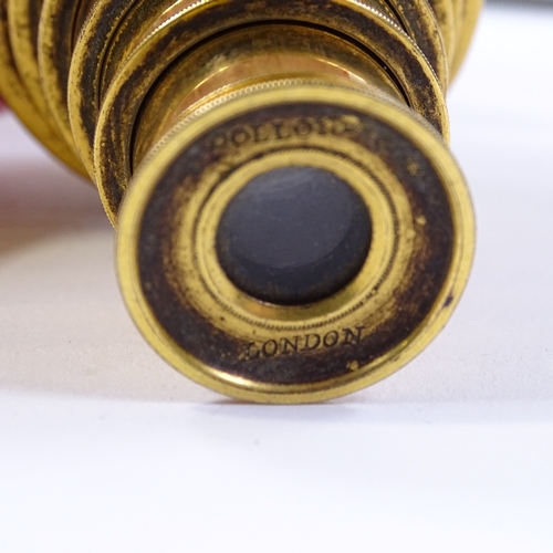15 - A Victorian gilt-brass and ivory 6-section monocular, by Dollond of London, diameter 5cm
