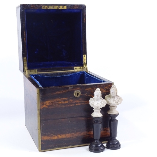 3 - A Victorian coromandel box with brass edges and monogram, width 20cm, height 25cm