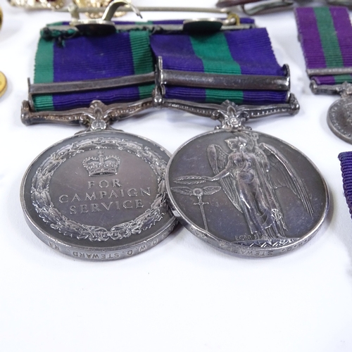 32 - A pair of Army General Service medals awarded to Major Denis W D Steward, Royal Regiment of Artiller... 