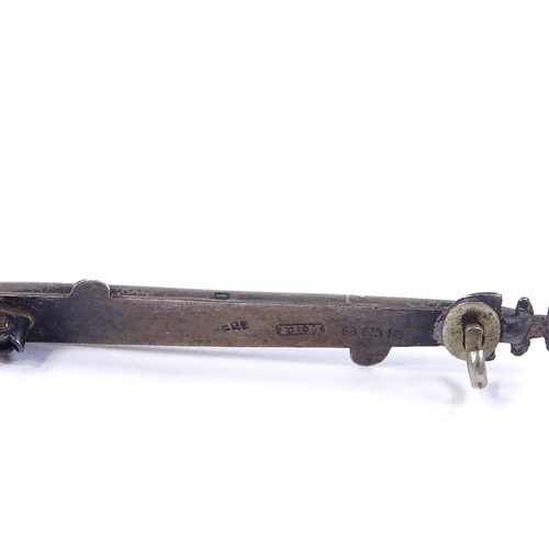 34 - A Second War Period silver torpedo design brooch, maker's marks FHM, hallmarks Birmingham 1942, leng... 