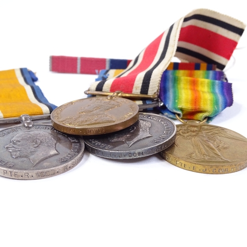 35 - A collection of First and Second War Service medals, including a trio awarded to G-1502 Pte R Wood R... 