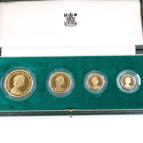43 - A UK 1980 gold proof coin set, comprising £5, £2, sovereign and half sovereign, all 22ct gold