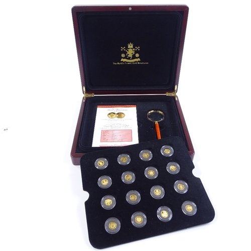 44 - A set of 16 24ct gold medallions, The World's Finest Gold Miniatures Collection issued 2005, 13.92mm... 