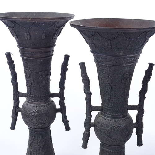 46 - 4 Chinese bronze vases, largest height 37cm (4)