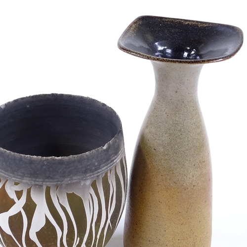 67 - John Wheeldon (British born 1950), a Raku Studio pottery vase with painted design, height 16cm (smal... 