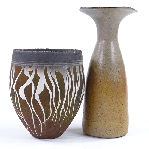 67 - John Wheeldon (British born 1950), a Raku Studio pottery vase with painted design, height 16cm (smal... 