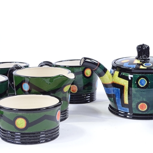 68 - Madoline Keeler (British born 1942), a Studio pottery tea set with abstract design