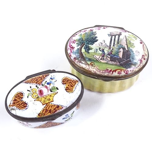 78 - 2 19th century enamel pillboxes, largest width 5cm (2)