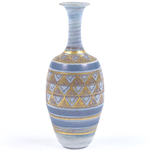 80 - Mary Rich, a small gilded Studio porcelain narrow-necked vase, height 14cm