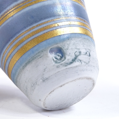 80 - Mary Rich, a small gilded Studio porcelain narrow-necked vase, height 14cm