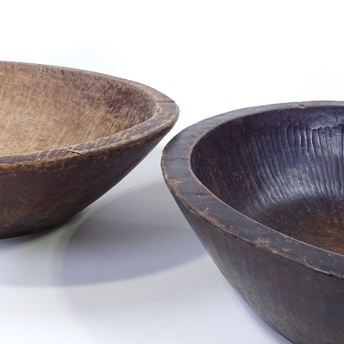 86 - 2 large Chinese turned wood bowls, diameter 59cm and 49cm (2)