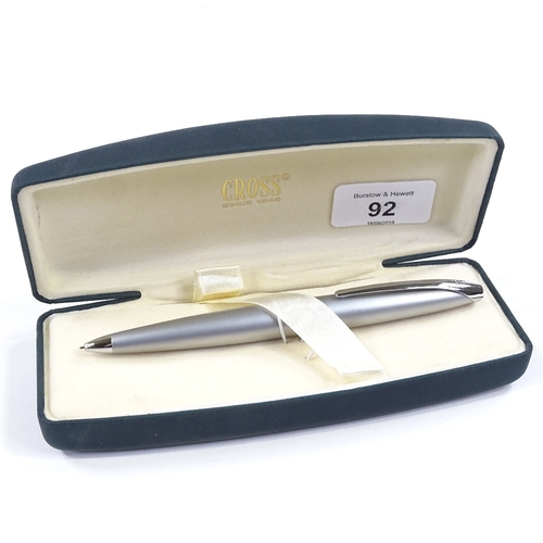 92 - A Cross Apogee brushed chrome propelling pencil, boxed and unused