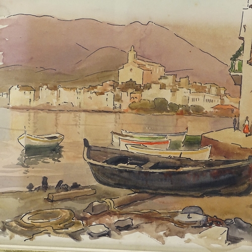 1308 - 2 watercolours, Mediterranean scenes, indistinctly signed, 12