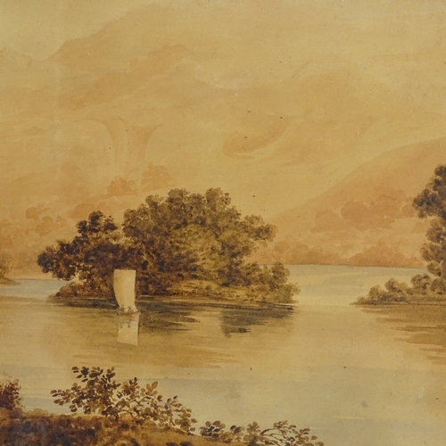 1311 - 18th century watercolour, river landscape, unsigned, 16