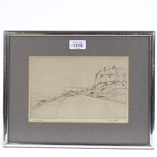 1315 - Frank Short, etching, rough weather at Blatchington, trial proof, signed in pencil, plate size 5.5