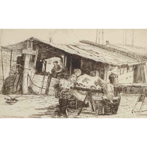 1317 - Frank Short, etching, a Dutch Greengrocerie, signed in pencil, plate size 5