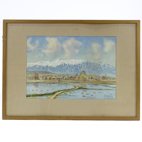 1319 - Dinanath Walli, pair of watercolours, Kashmir landscapes, 9