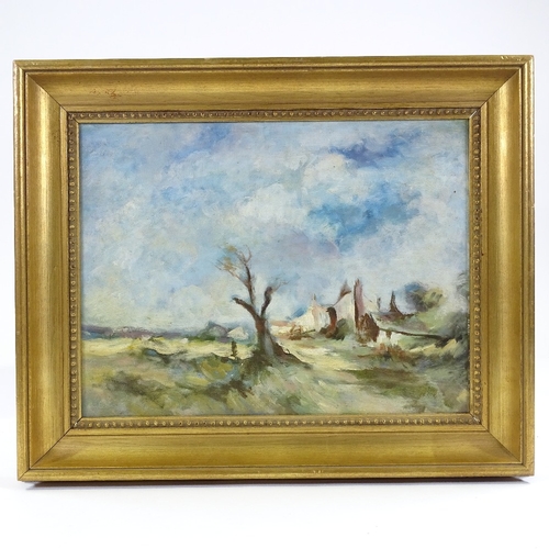 1321 - Oil on board, impressionist landscape, unsigned, 12