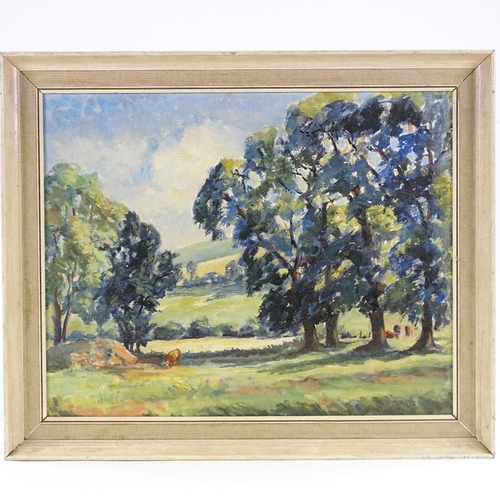 1326 - Betty Leney, oil on board, elm trees Kingston Sussex, signed, 16