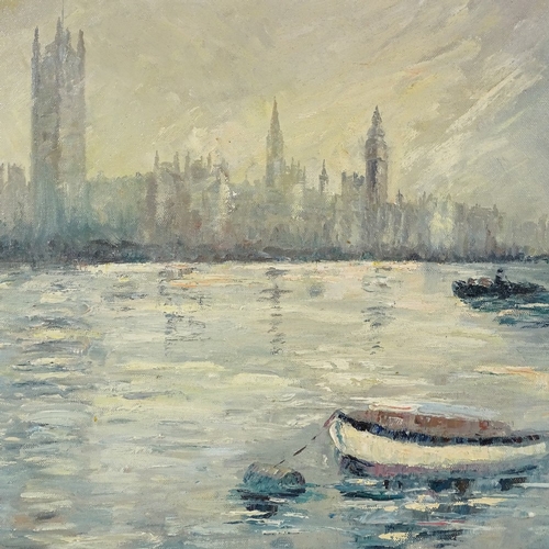 1328 - Esme Petch, oil on canvas, view of Westminster, signed, 16