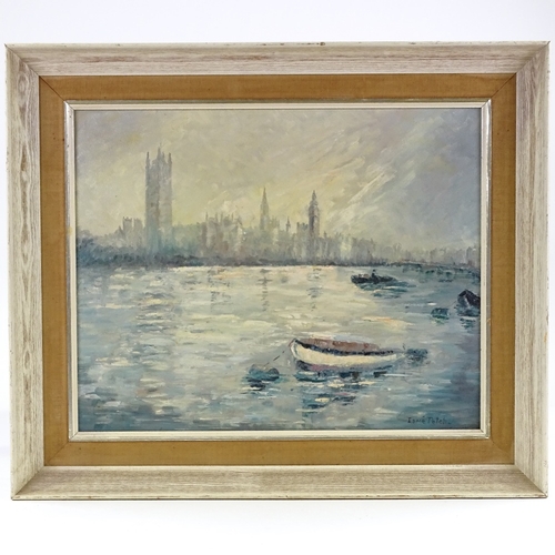 1328 - Esme Petch, oil on canvas, view of Westminster, signed, 16