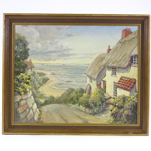 1329 - Les Dando, oil on board, Cadwith Cove Cornwall, signed, 16