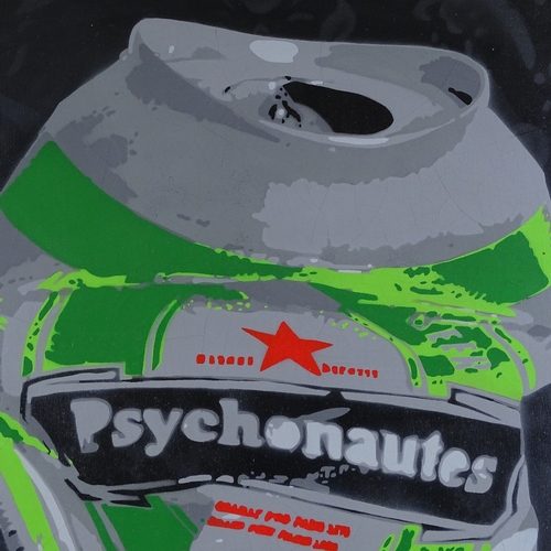 1331 - Psychonautes (French street artist), original graffiti stencil artwork on canvas, signed verso, 36