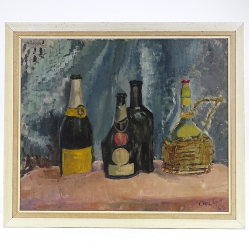 1332 - Crockett, 2 oils on board, still lives, circa 1960s, signed, 20