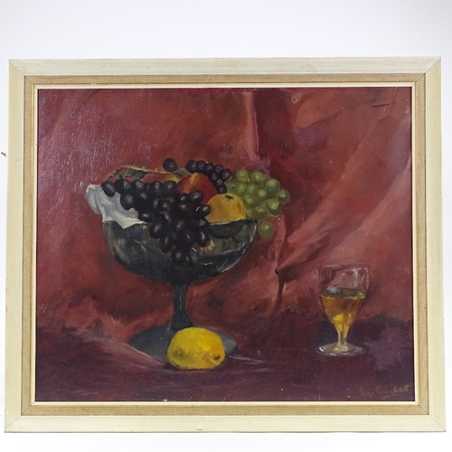 1332 - Crockett, 2 oils on board, still lives, circa 1960s, signed, 20